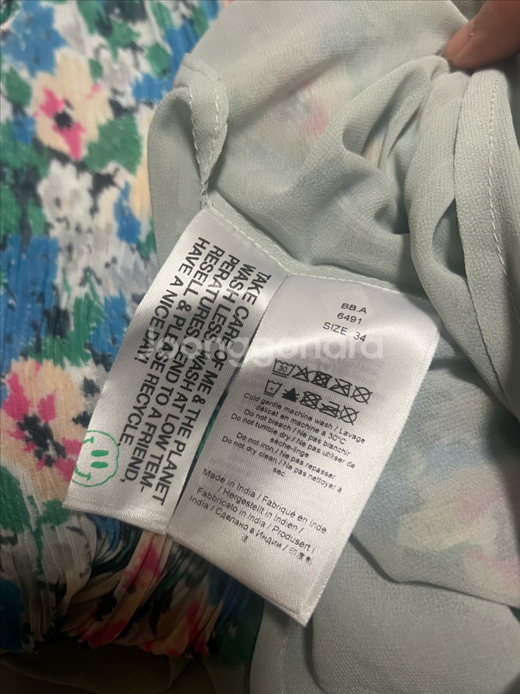 22 가니 플리츠 조젯 브이넥 퍼프 벌룬 플라워 원피스--8