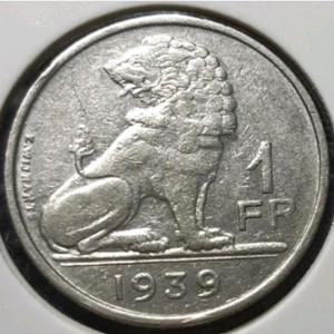 벨기에 1939년 1프랑.외국주화 주화 화폐 동전