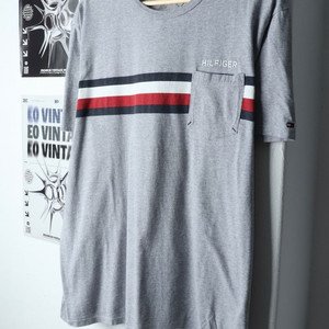 (L-XL) 타미힐피거 반팔 티셔츠 사용감 그레이