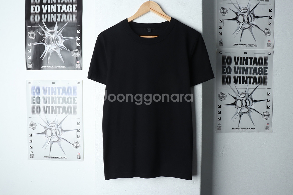 (S) 코스 반팔 티셔츠 블랙 무지--1