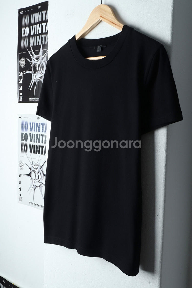 (S) 코스 반팔 티셔츠 블랙 무지--0