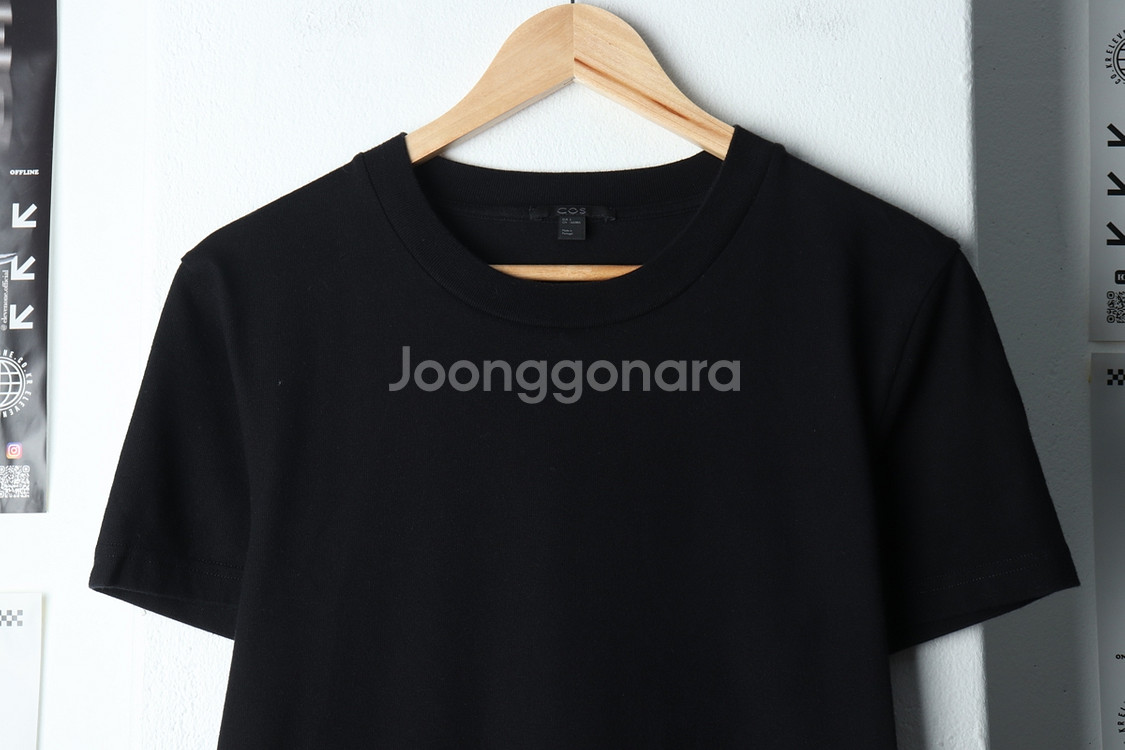 (S) 코스 반팔 티셔츠 블랙 무지--2