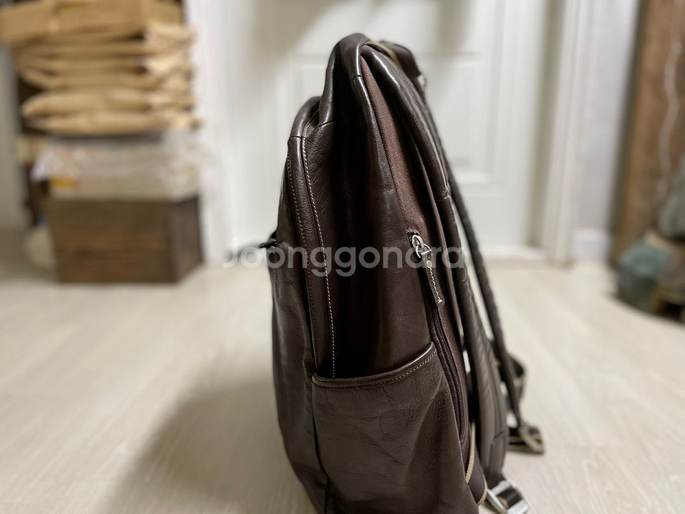 코치 브라운 가죽 백팩--5