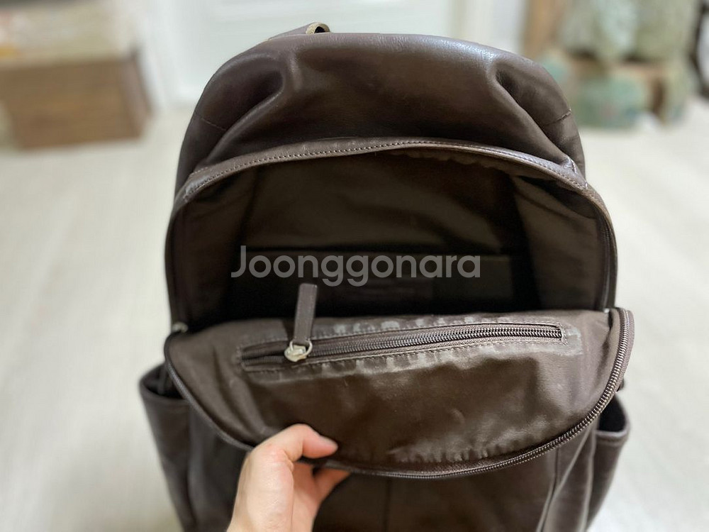 코치 브라운 가죽 백팩--9