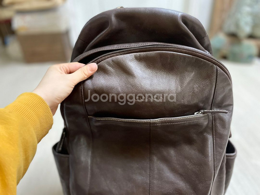 코치 브라운 가죽 백팩--8