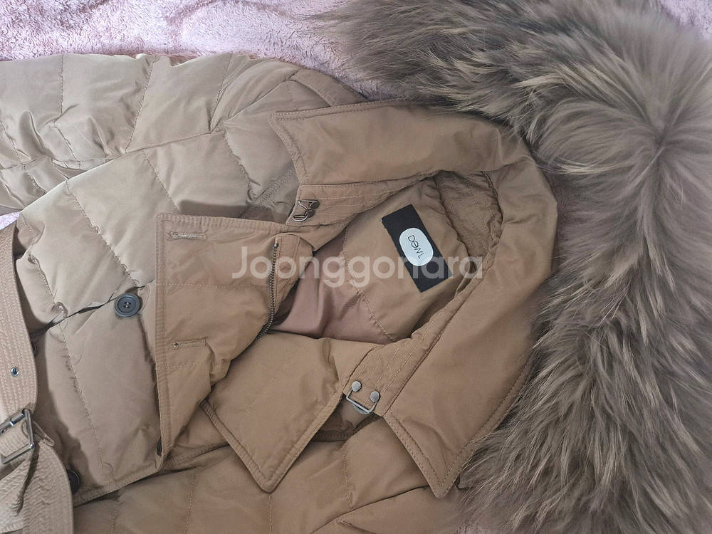 듀엘 DEWL 퍼 카라 벨티드 롱 패딩 점퍼--3