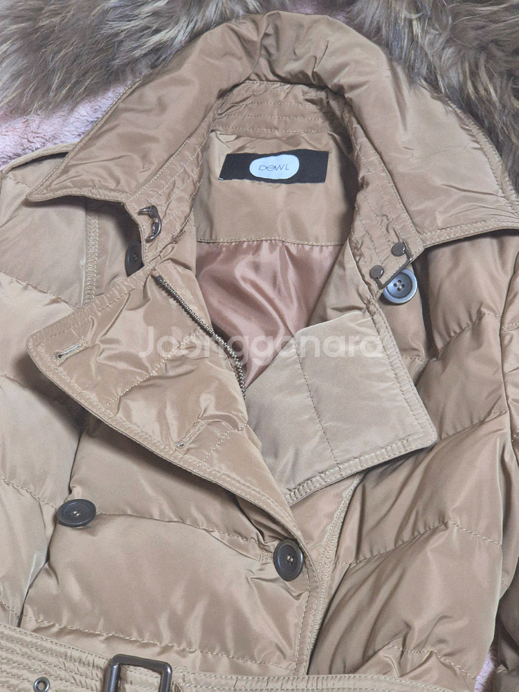 듀엘 DEWL 퍼 카라 벨티드 롱 패딩 점퍼--4
