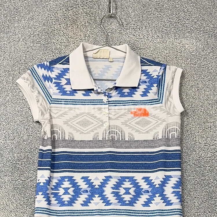 노스페이스 빈티지 패턴 반팔 카라 원피스 S--2