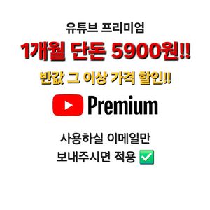 유튜브 프리미엄 1개월 단돈 5000원