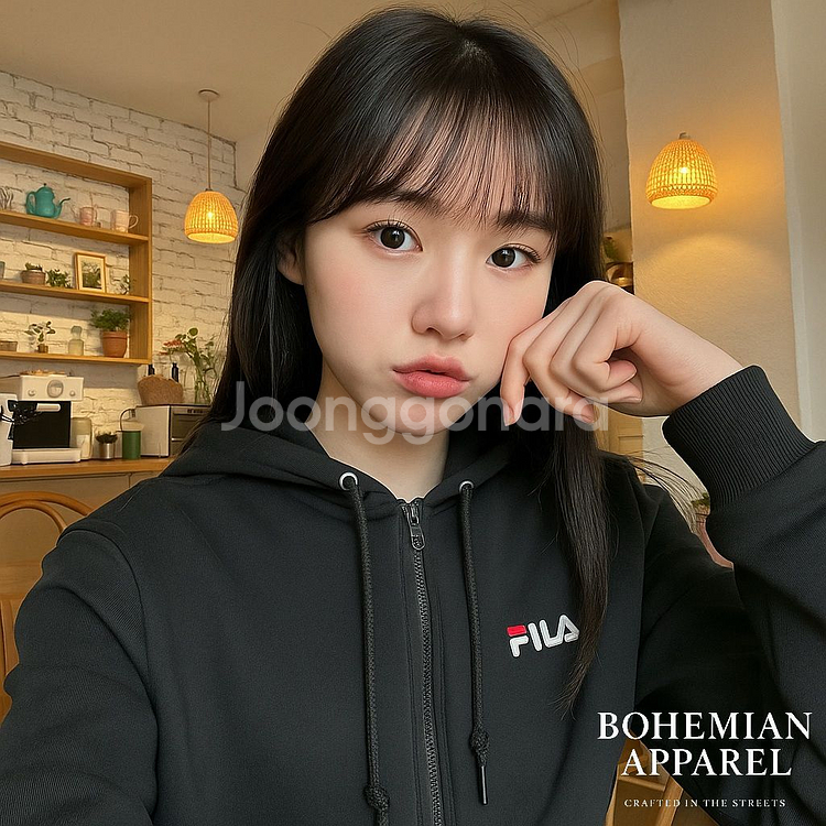 [남여공용 95]FILA 휠라 블랙 후드집업--7