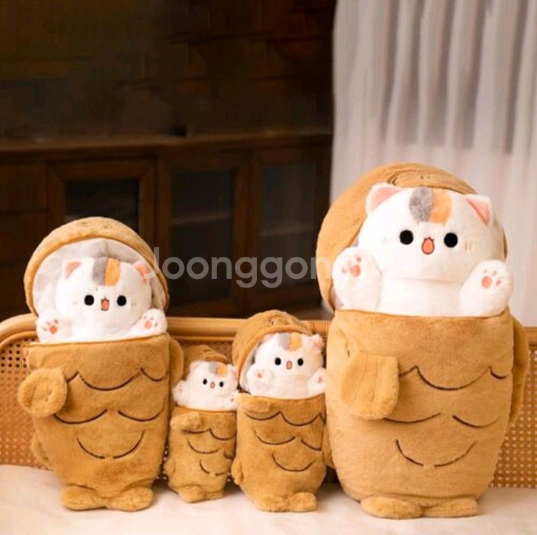 정품)까꿍붕어빵고양이동물인형쿠션중형미개봉봉제인형 완구--1
