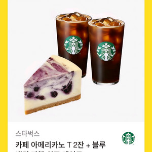 스벅 카페 아메리카노T 2잔 블루베리 마블치즈케익