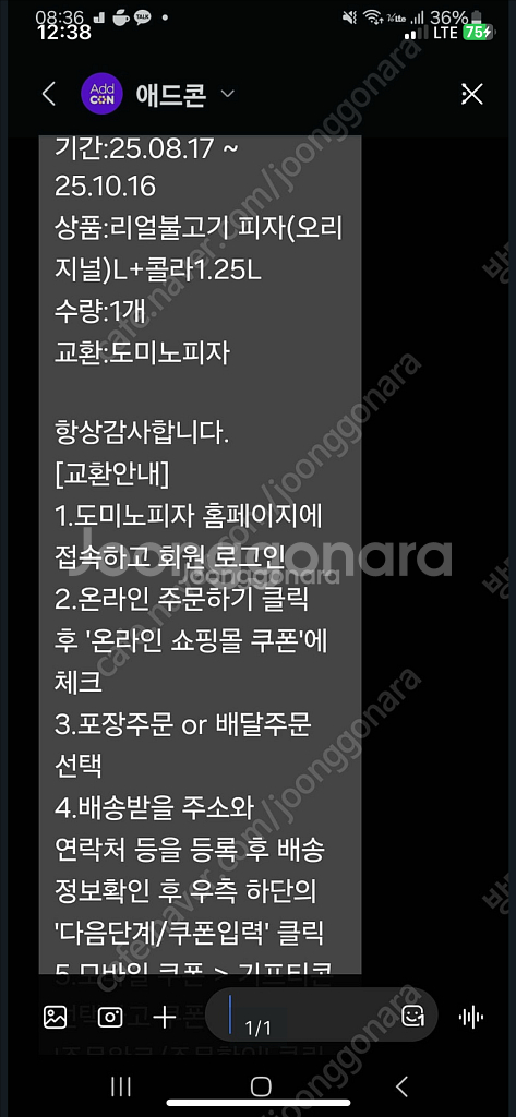 도미노피자 불고기피자 L--0