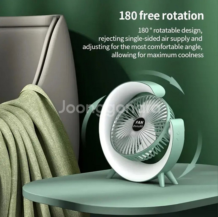 정품)USB충전식무소음조명휴대용책상선풍기 미개봉--4