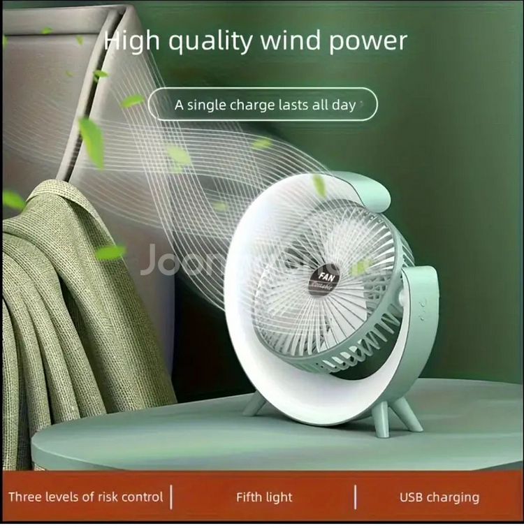 정품)USB충전식무소음조명휴대용책상선풍기 미개봉--5