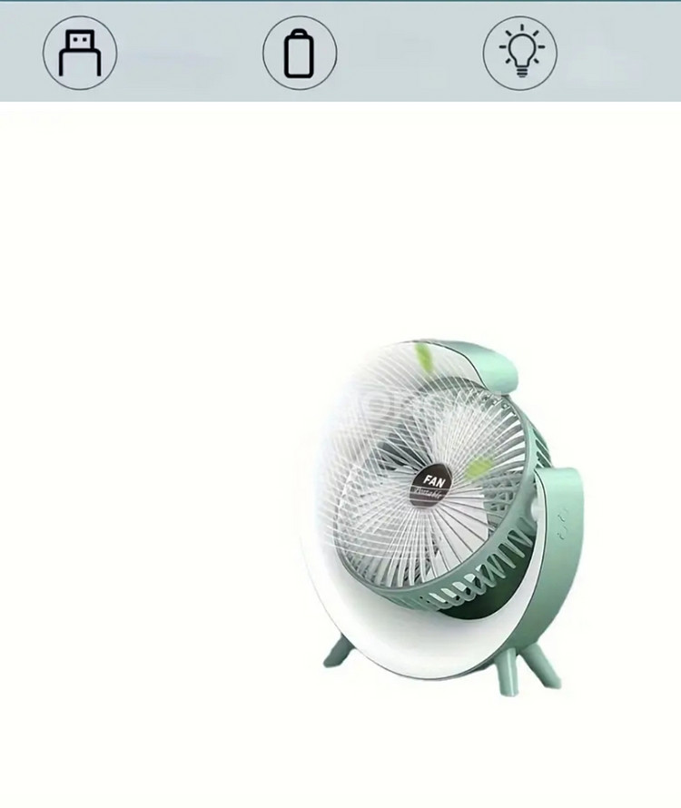 정품)USB충전식무소음조명휴대용책상선풍기 미개봉--7