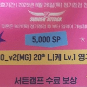 서든캠프 수료보상쿠폰