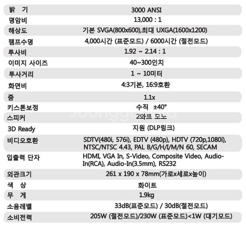 비비텍 D518 DLP(3000안시)프로젝터(택포)--4