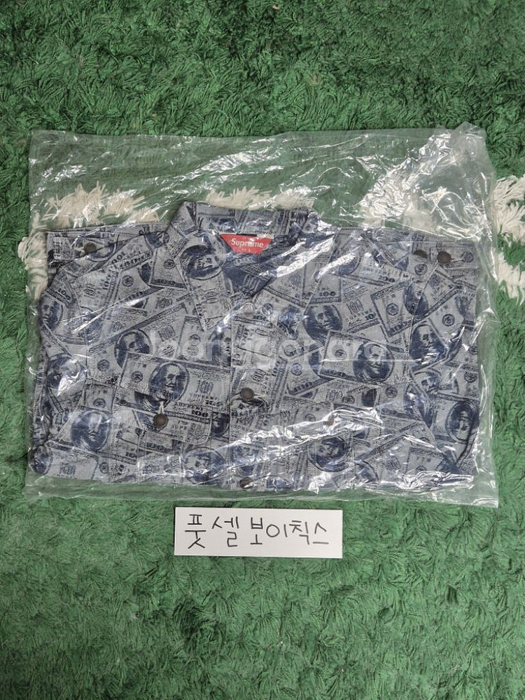 [L] 슈프림 17FW 100달러 빌 트러커 자켓 블루--4