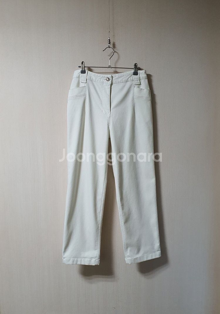 래트 latt 한섬 가죽 패치 데님 팬츠 55 사이즈--0