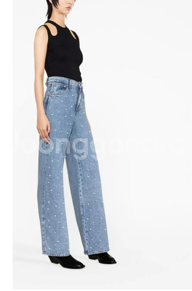 마쥬 maje 펄비즈 디테일 와이드 데님 팬츠 38 사--2