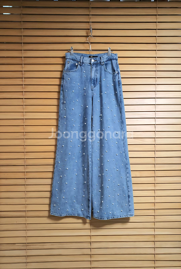 마쥬 maje 펄비즈 디테일 와이드 데님 팬츠 38 사--3