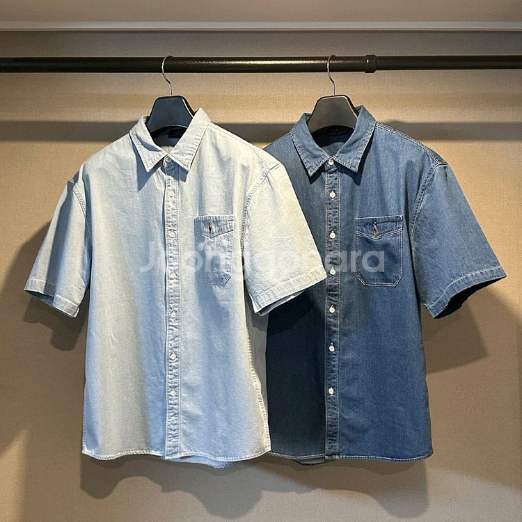 폴로 데님 반팔 셔츠--1