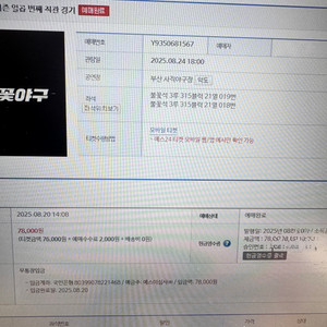 불꽃야구 3루 내야석 315구역 2연석