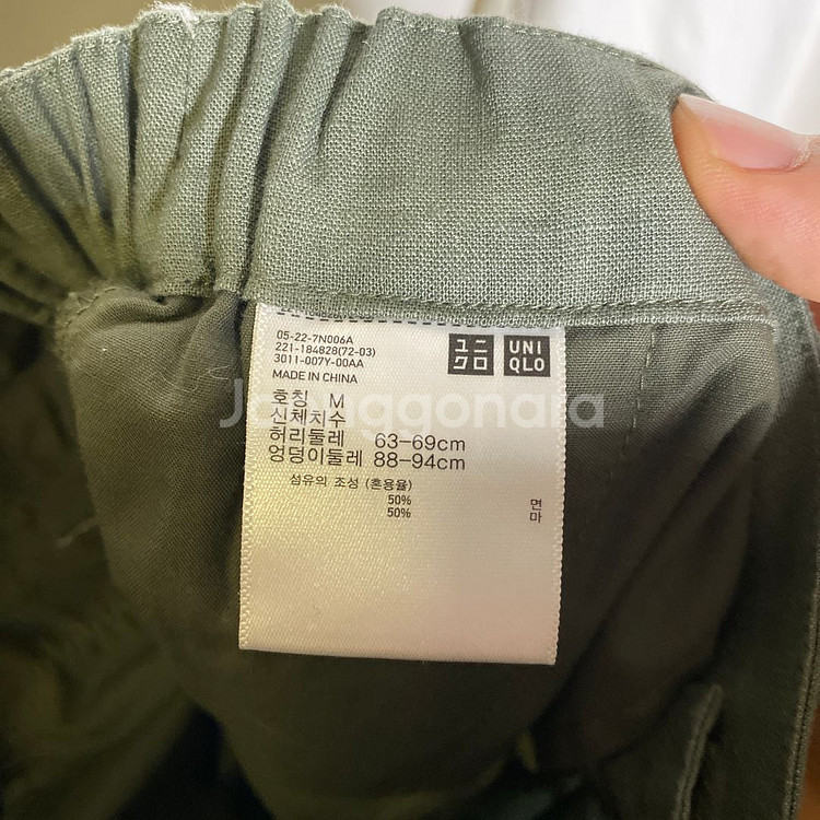 M)유니클로 린넨 허리밴딩 면바지 팬츠--5