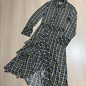 에고이스트 시스루 체크 프릴 캉캉 쉬폰 사선 롱원피스