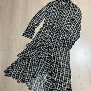 에고이스트 시스루 체크 프릴 캉캉 쉬폰 사선 롱원피스