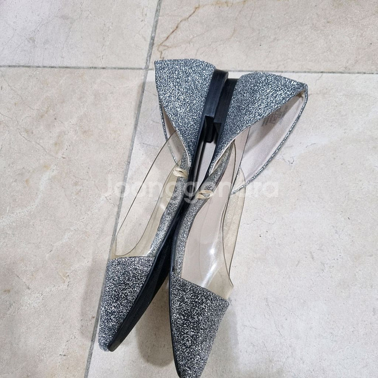 자라 글리터 실버펄 투명 플랫슈즈 37(240)--1