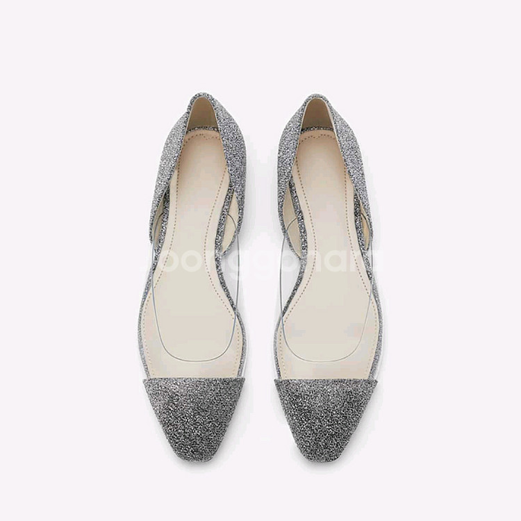자라 글리터 실버펄 투명 플랫슈즈 37(240)--5