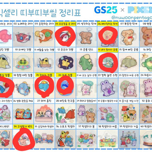 일괄)픽셀리 띠부씰 7개(중복 없음)