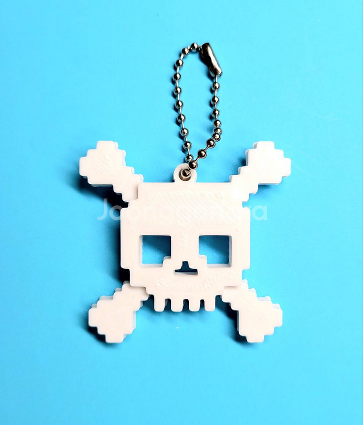 해골 스컬 8비트 키링 키체인--1
