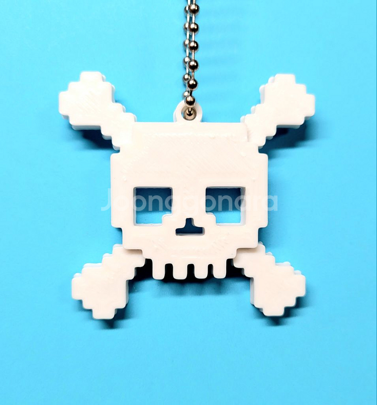 해골 스컬 8비트 키링 키체인--4