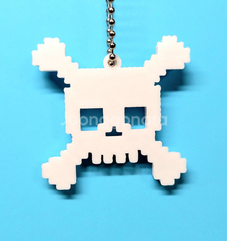 해골 스컬 8비트 키링 키체인--5