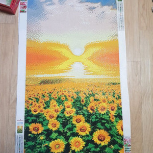 해바라기 금전운 보석십자수 완성품 50x90cm