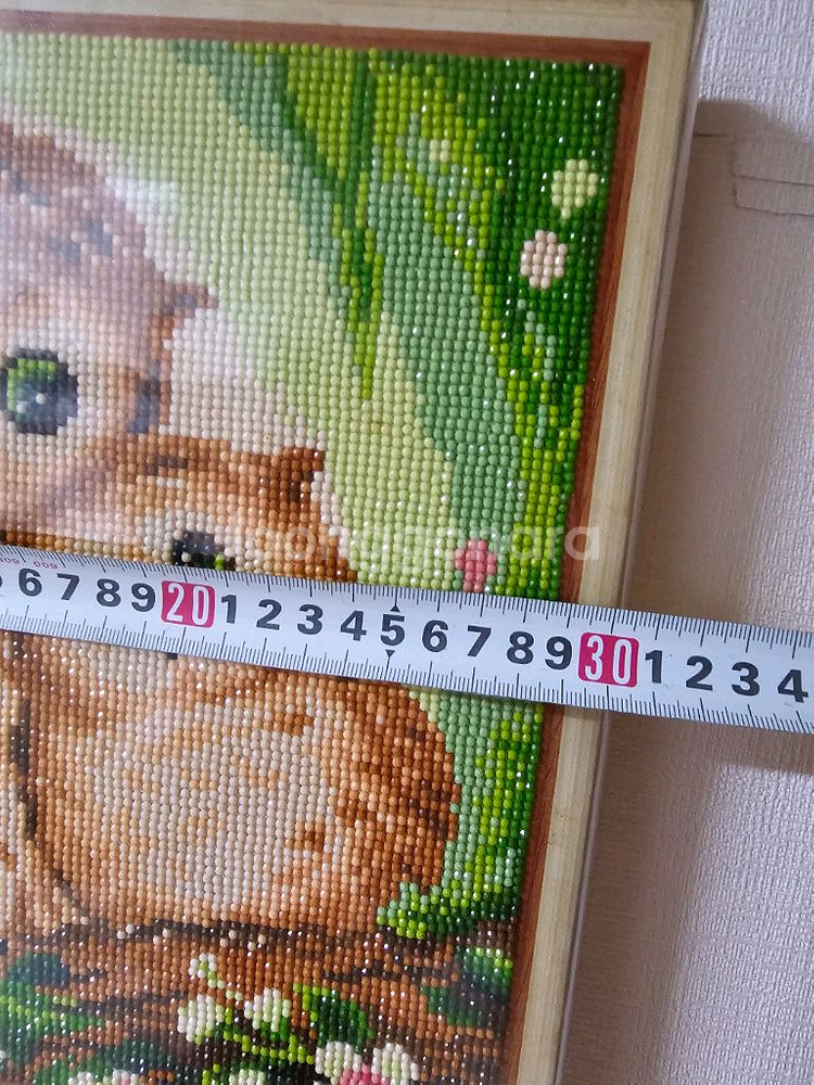 부엉이 캔버스 보석십자수 완성품 30x30cm--2