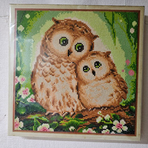 부엉이 캔버스 보석십자수 완성품 30x30cm