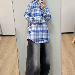폴로 랄프로렌 자수포니 타탄체크 블루 하늘 셔츠 남방