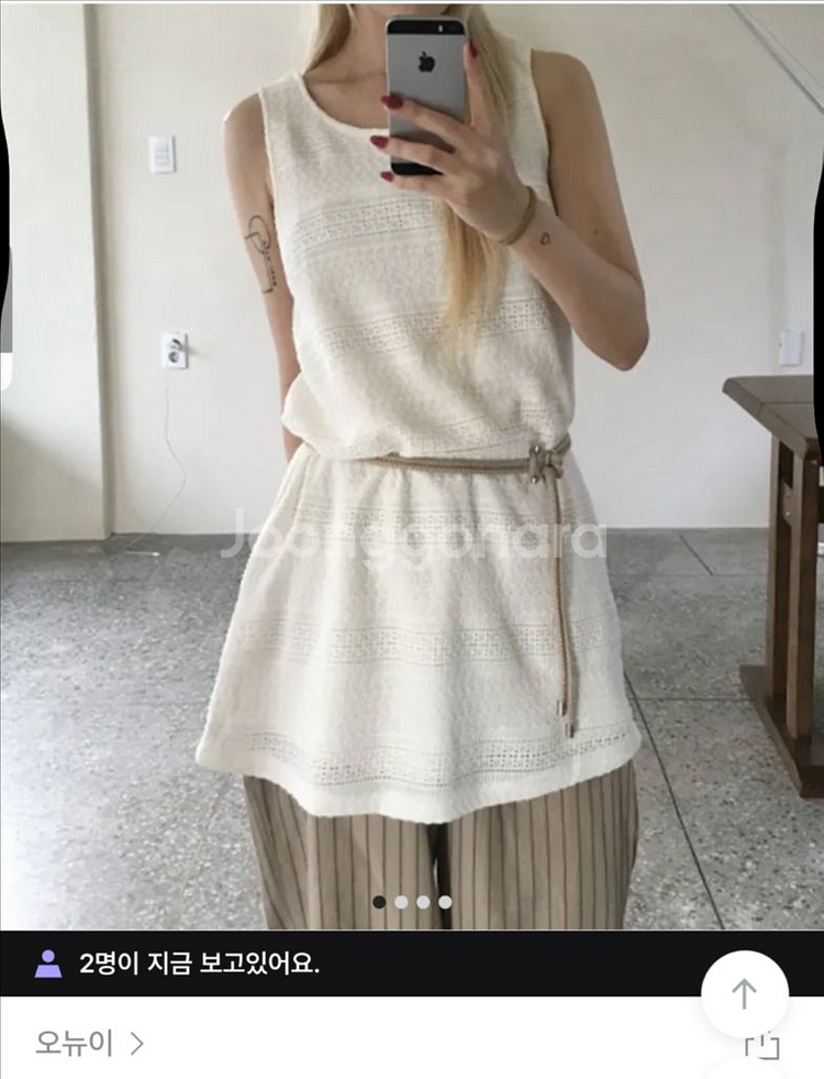 오뉴이 펀칭 레이스 미니 나시 원피스--0