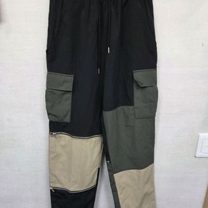 에덴 xxx 패치워크 절개 카고 스트링팬츠 m