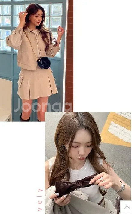 마리마켓 데님 플리츠 셋업 베이지 M 사이즈 팝니다.--3