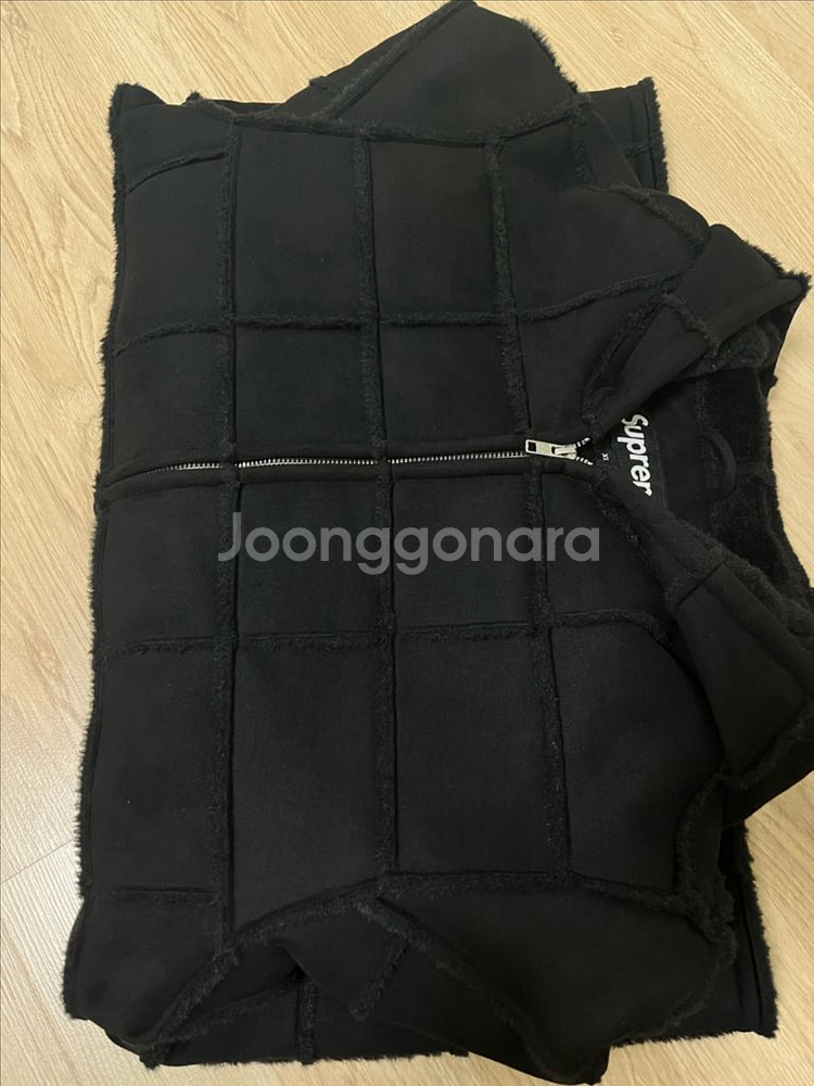 XL 슈프림 폭스 스웨이드 패치워크 후디드 자켓--3