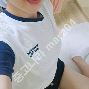 소매 배색 기본 라운드 반팔 티셔츠 S (착샷O)