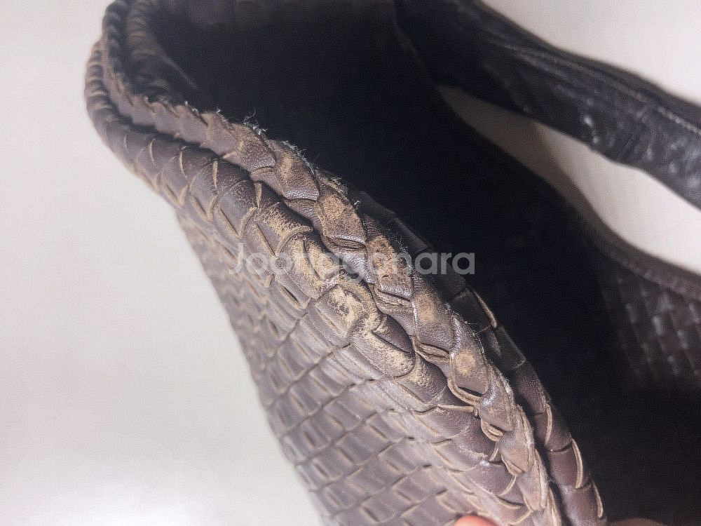 빈티지 보테가 베네타 인트레치아토 호보백 가죽 숄더백--9