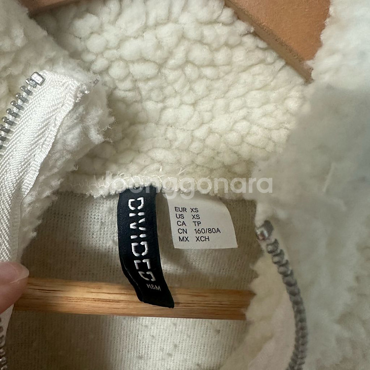 H&M 양털 후리스 뽀글이 후드 하프집업 XS--3