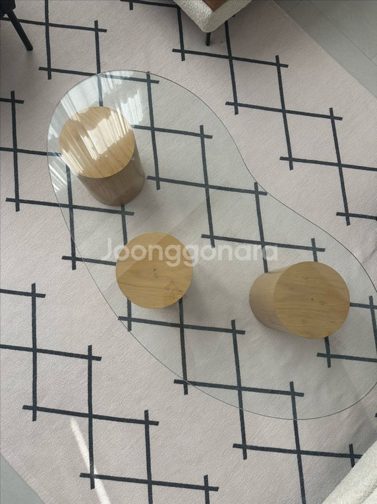 [세레스홈] 에셀 오크원목 강화유리 조약돌 거실 카페--1