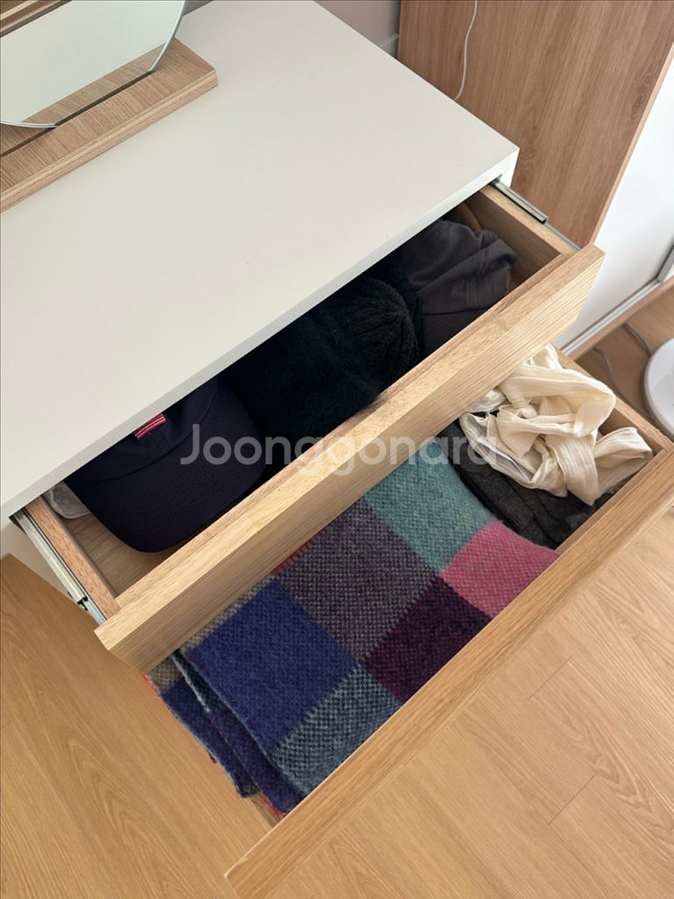 [세레스홈] 피그먼트 템바보드 수납 화장대 협탁 화이트--2